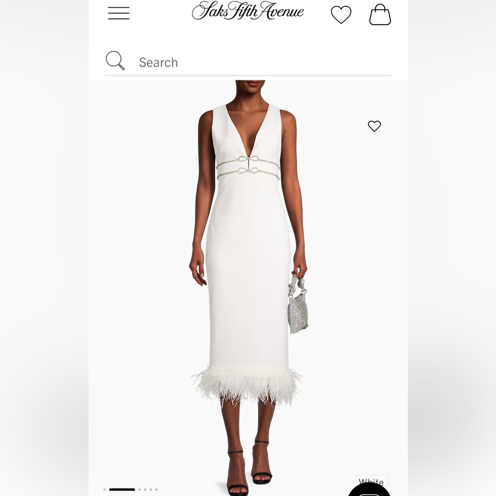 Likely Corianne Crystal Bow & Feather Midi-Dress